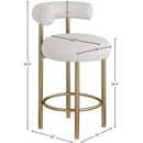 Meridian Bordeaux Cream Boucle Fabric Stool IMAGE 8