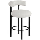  Color_Black/ Cream -- Bordeaux Cream Boucle Fabric Upholstered Counter Stool IMAGE 1