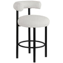 Meridian Bordeaux Cream Boucle Fabric Stool IMAGE 1