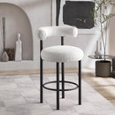 Meridian Bordeaux Cream Boucle Fabric Stool IMAGE 2