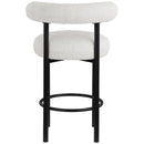 Meridian Bordeaux Cream Boucle Fabric Stool IMAGE 3