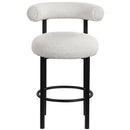  Color_Black/ Cream -- Bordeaux Cream Boucle Fabric Upholstered Counter Stool IMAGE 4