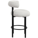  Color_Black/ Cream -- Bordeaux Cream Boucle Fabric Upholstered Counter Stool IMAGE 5