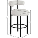 Meridian Bordeaux Cream Boucle Fabric Stool IMAGE 8