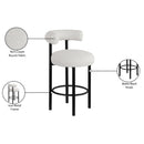  Color_Black/ Cream -- Bordeaux Cream Boucle Fabric Upholstered Counter Stool IMAGE 9