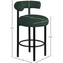 Meridian Bordeaux Green Boucle Fabric Stool IMAGE 8