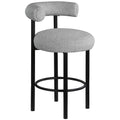  Color_Grey -- Bordeaux Grey Boucle Fabric Upholstered Counter Stool IMAGE 1