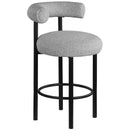 Meridian Bordeaux Grey Boucle Fabric Stool IMAGE 1