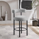 Meridian Bordeaux Grey Boucle Fabric Stool IMAGE 2