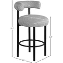 Meridian Bordeaux Grey Boucle Fabric Stool IMAGE 8