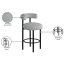 Meridian Bordeaux Grey Boucle Fabric Stool IMAGE 9