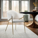  Color_Cream/ Gold -- Nial Cream Boucle Fabric Upholstered Dining Chair IMAGE 2