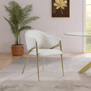  Color_Cream/ Gold -- Nial Cream Boucle Fabric Upholstered Dining Chair IMAGE 6
