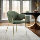 Meridian Nial Green Boucle Fabric Dining Chair IMAGE 2