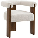  Meridian Barrel Cream Boucle Fabric Upholstered Dining Chair IMAGE 1