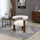  Meridian Barrel Cream Boucle Fabric Upholstered Dining Chair IMAGE 2