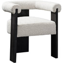  Color_Black/ Cream -- Barrel Cream Boucle Fabric Upholstered Dining Chair IMAGE 1