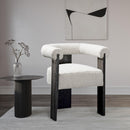  Color_Black/ Cream -- Barrel Cream Boucle Fabric Upholstered Dining Chair IMAGE 2