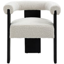  Color_Black/ Cream -- Barrel Cream Boucle Fabric Upholstered Dining Chair IMAGE 5
