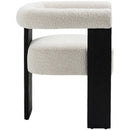  Color_Black/ Cream -- Barrel Cream Boucle Fabric Upholstered Dining Chair IMAGE 6