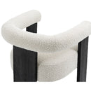  Color_Black/ Cream -- Barrel Cream Boucle Fabric Upholstered Dining Chair IMAGE 7