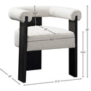  Color_Black/ Cream -- Barrel Cream Boucle Fabric Upholstered Dining Chair IMAGE 8