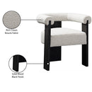  Color_Black/ Cream -- Barrel Cream Boucle Fabric Upholstered Dining Chair IMAGE 9