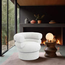  Manufacturer Color_Cream -- Valentina Cream Linen Textured Fabric Upholstered Swivel Accent Chair IMAGE 2