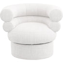  Manufacturer Color_Cream -- Valentina Cream Linen Textured Fabric Upholstered Swivel Accent Chair IMAGE 4