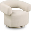Meridian Niya Beige Linen Textured Fabric Swivel Accent Chair IMAGE 1