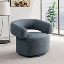 Manufacturer Color_Blue -- Niya Blue Linen Textured Fabric Upholstered Swivel Accent Chair IMAGE 2