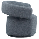  Manufacturer Color_Blue -- Niya Blue Linen Textured Fabric Upholstered Swivel Accent Chair IMAGE 4