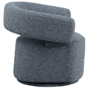 Meridian Niya Blue Linen Textured Fabric Swivel Accent Chair IMAGE 4