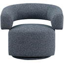  Manufacturer Color_Blue -- Niya Blue Linen Textured Fabric Upholstered Swivel Accent Chair IMAGE 5