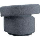  Manufacturer Color_Blue -- Niya Blue Linen Textured Fabric Upholstered Swivel Accent Chair IMAGE 6