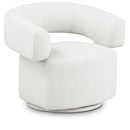  Manufacturer Color_Cream -- Niya Cream Linen Textured Fabric Upholstered Swivel Accent Chair IMAGE 1