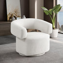  Manufacturer Color_Cream -- Niya Cream Linen Textured Fabric Upholstered Swivel Accent Chair IMAGE 2