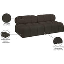  Manufacturer Color_Brown -- Ames 68" Brown Boucle Fabric Upholstered 2 pc Armless Modular Loveseat IMAGE 10