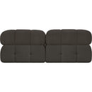  Manufacturer Color_Brown -- Ames 68" Brown Boucle Fabric Upholstered 2 pc Armless Modular Loveseat IMAGE 3
