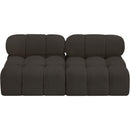  Manufacturer Color_Brown -- Ames 68" Brown Boucle Fabric Upholstered 2 pc Armless Modular Loveseat IMAGE 5