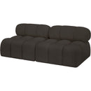  Manufacturer Color_Brown -- Ames 68" Brown Boucle Fabric Upholstered 2 pc Armless Modular Loveseat IMAGE 6