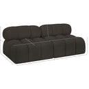  Manufacturer Color_Brown -- Ames 68" Brown Boucle Fabric Upholstered 2 pc Armless Modular Loveseat IMAGE 9