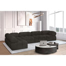  Manufacturer Color_Brown -- Ames 136" Brown Boucle Fabric Upholstered 5 pc Modular Sectional IMAGE 2