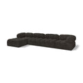  Manufacturer Color_Brown -- Ames 136" Brown Boucle Fabric Upholstered 5 pc Modular Sectional IMAGE 1