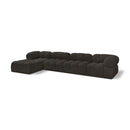  Manufacturer Color_Brown -- Ames 136" Brown Boucle Fabric Upholstered 5 pc Modular Sectional IMAGE 1