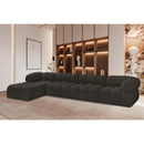  Manufacturer Color_Brown -- Ames 136" Brown Boucle Fabric Upholstered 5 pc Modular Sectional IMAGE 2