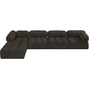  Manufacturer Color_Brown -- Ames 136" Brown Boucle Fabric Upholstered 5 pc Modular Sectional IMAGE 5