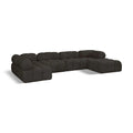  Manufacturer Color_Brown -- Ames 136" Brown Boucle Fabric Upholstered 6 pc Modular Sectional IMAGE 1
