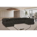  Manufacturer Color_Brown -- Ames 136" Brown Boucle Fabric Upholstered 6 pc Modular Sectional IMAGE 2