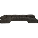  Manufacturer Color_Brown -- Ames 136" Brown Boucle Fabric Upholstered 6 pc Modular Sectional IMAGE 4